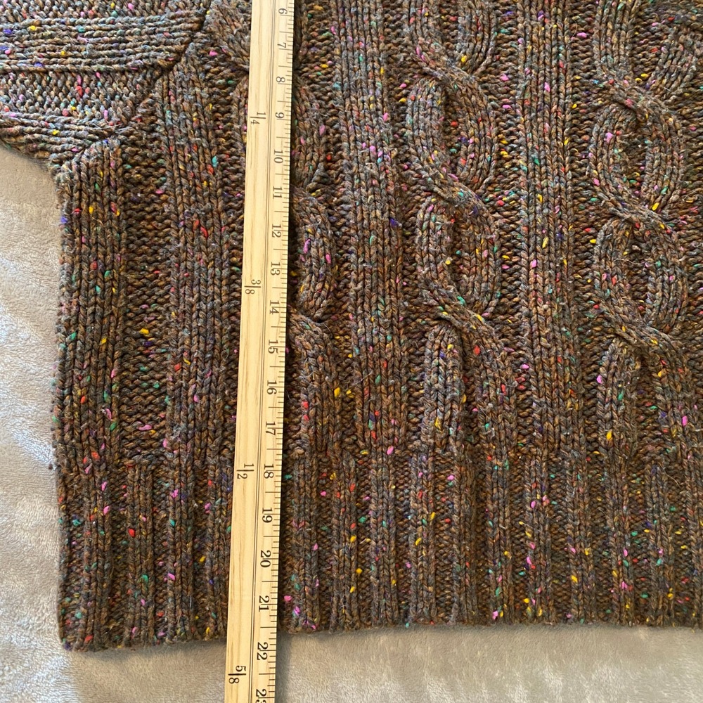 Lizwear Sweater Sz L Brown Confetti Cable Knit Wool Blend Chunky Cozy VTG Boho - Picture 8 of 10